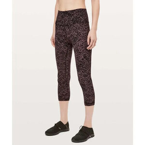 Lululemon Align Crop Lacescape Spanish Rose Black Size 4